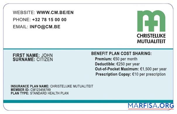 Downloadable Belgium health insurance card real example